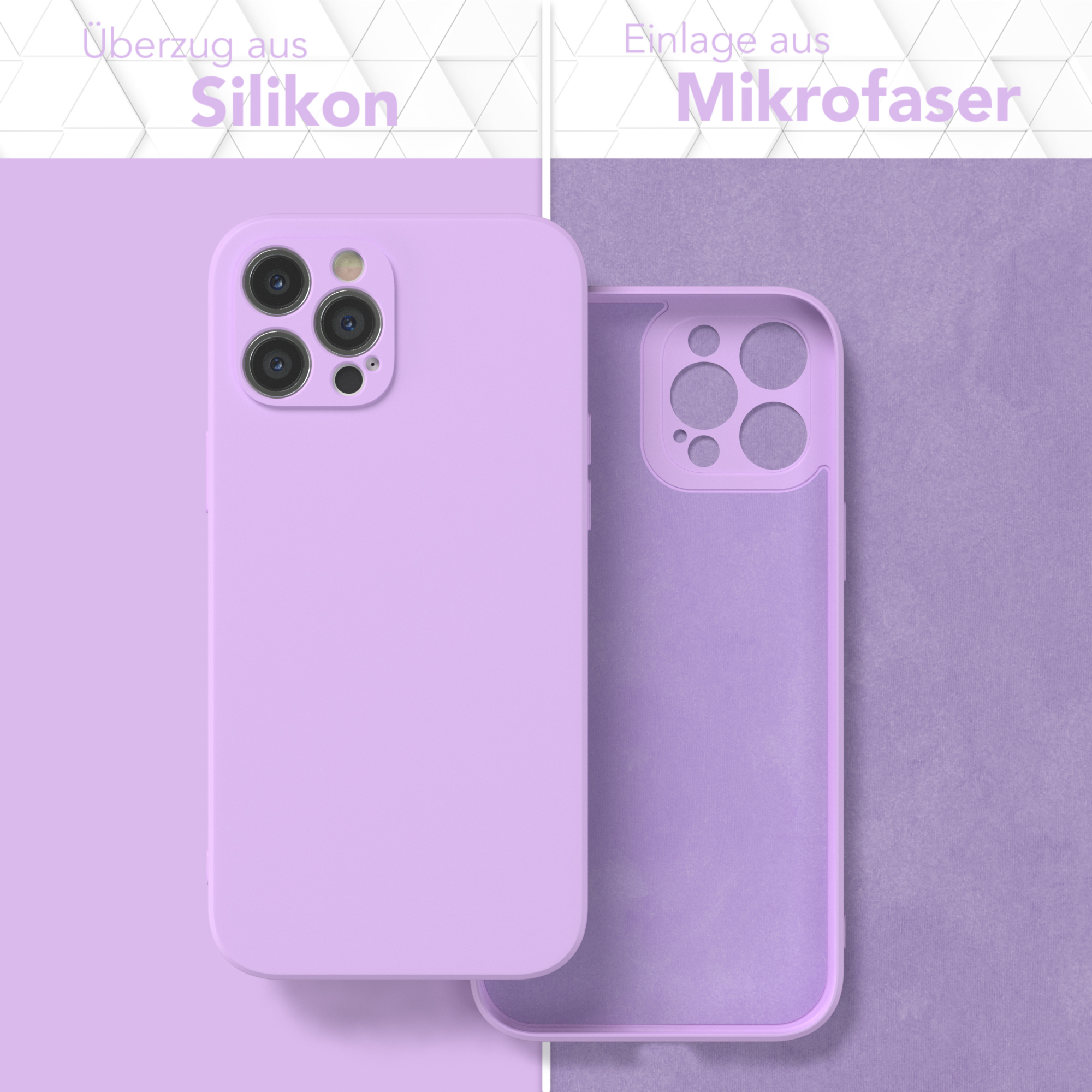 Lila Handyhülle mit Mikrofasereinsatz.