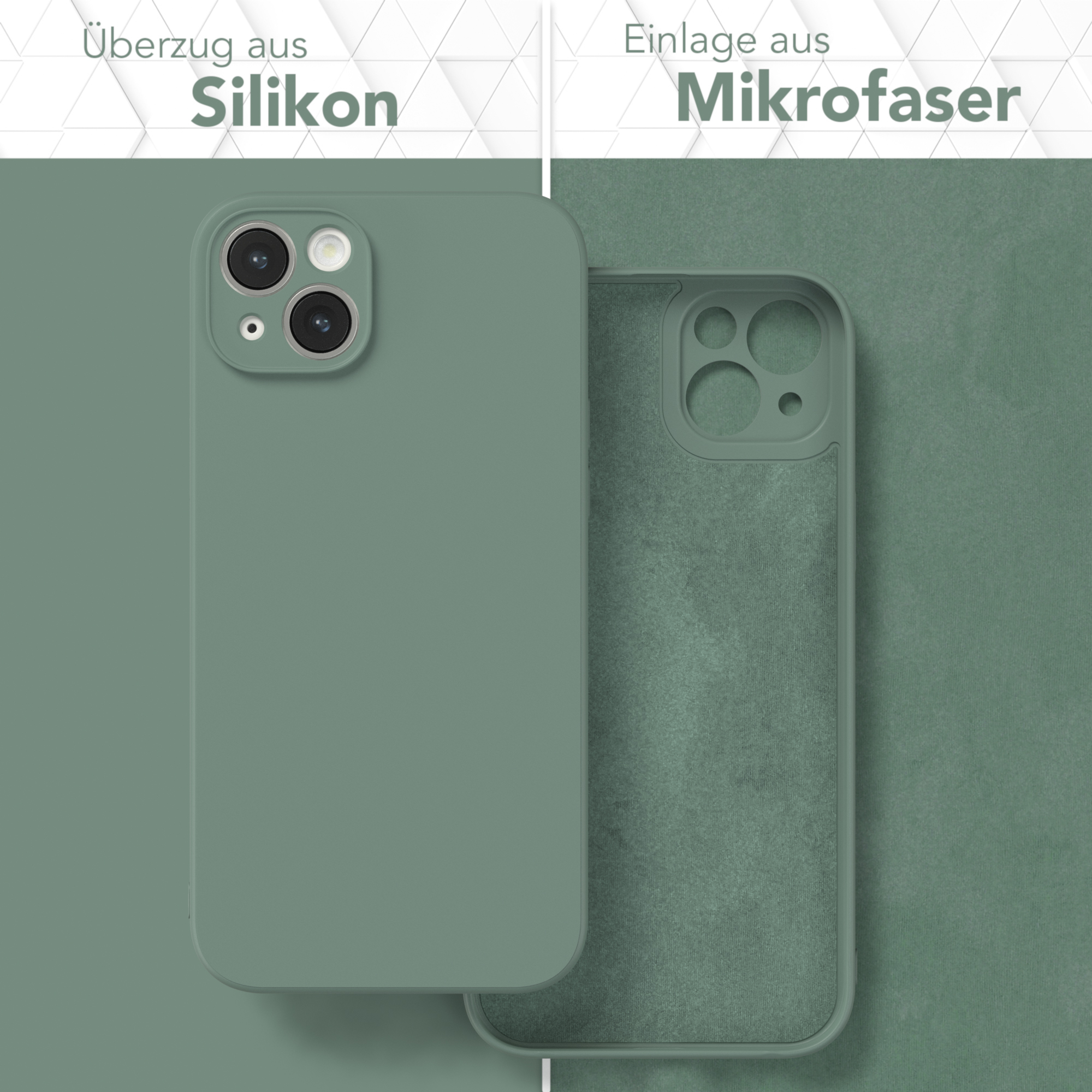 Handycase EAZY Silikon CASE Matt, Apple, Backcover, 14 Plus, TPU Dunkelgrün iPhone