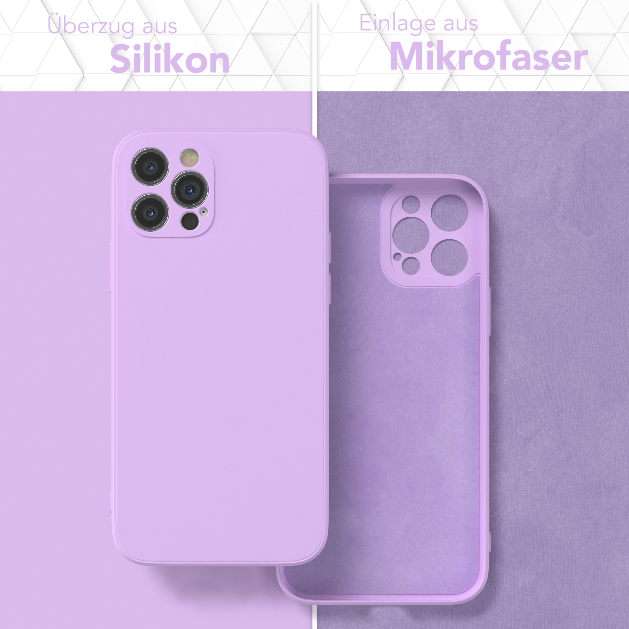 Backcover, Silikon Lila TPU Lavendel iPhone 12 CASE EAZY Matt, Pro, Apple, Apple Handycase