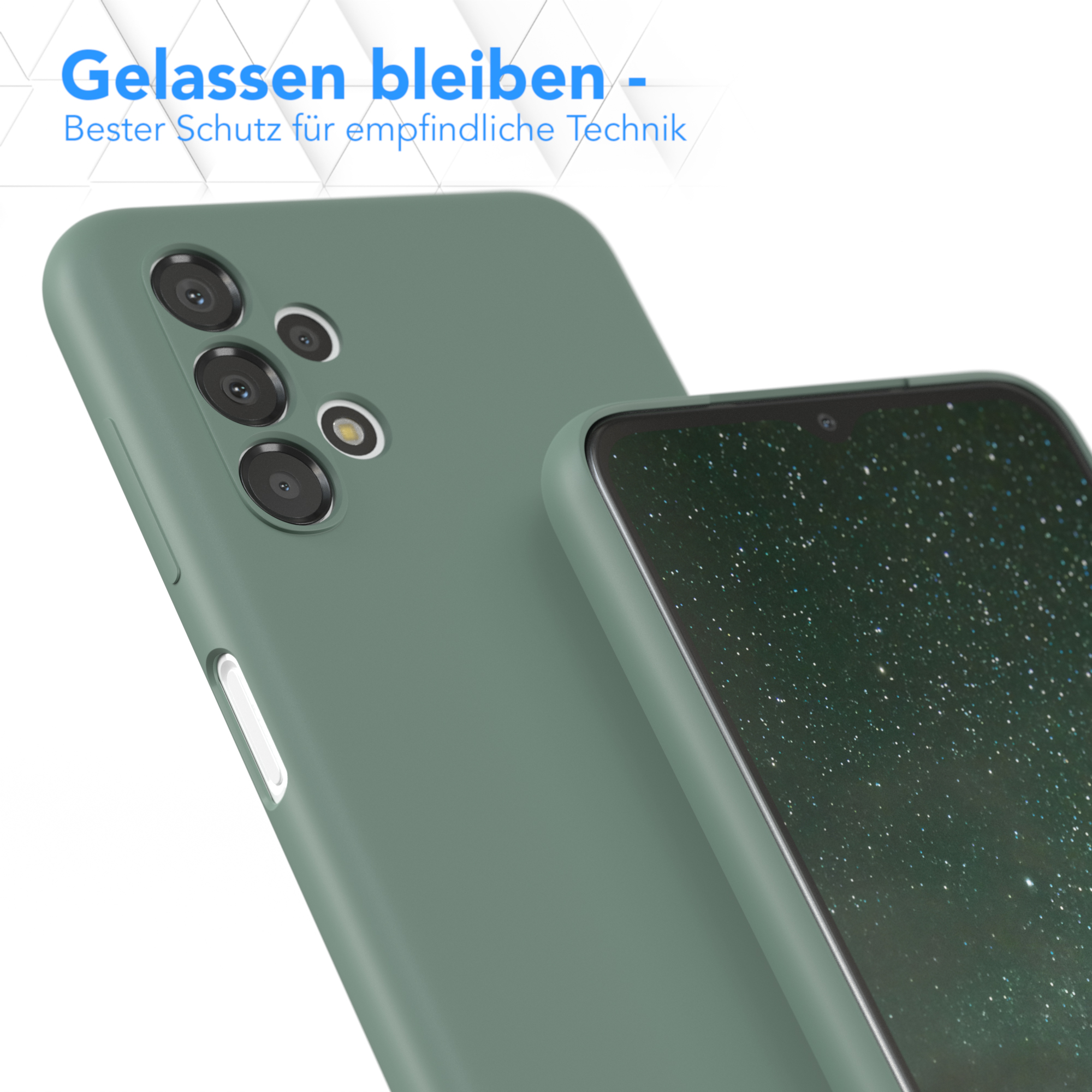 Galaxy CASE Samsung, EAZY Handycase TPU Silikon Backcover, A13, Dunkelgrün Matt,