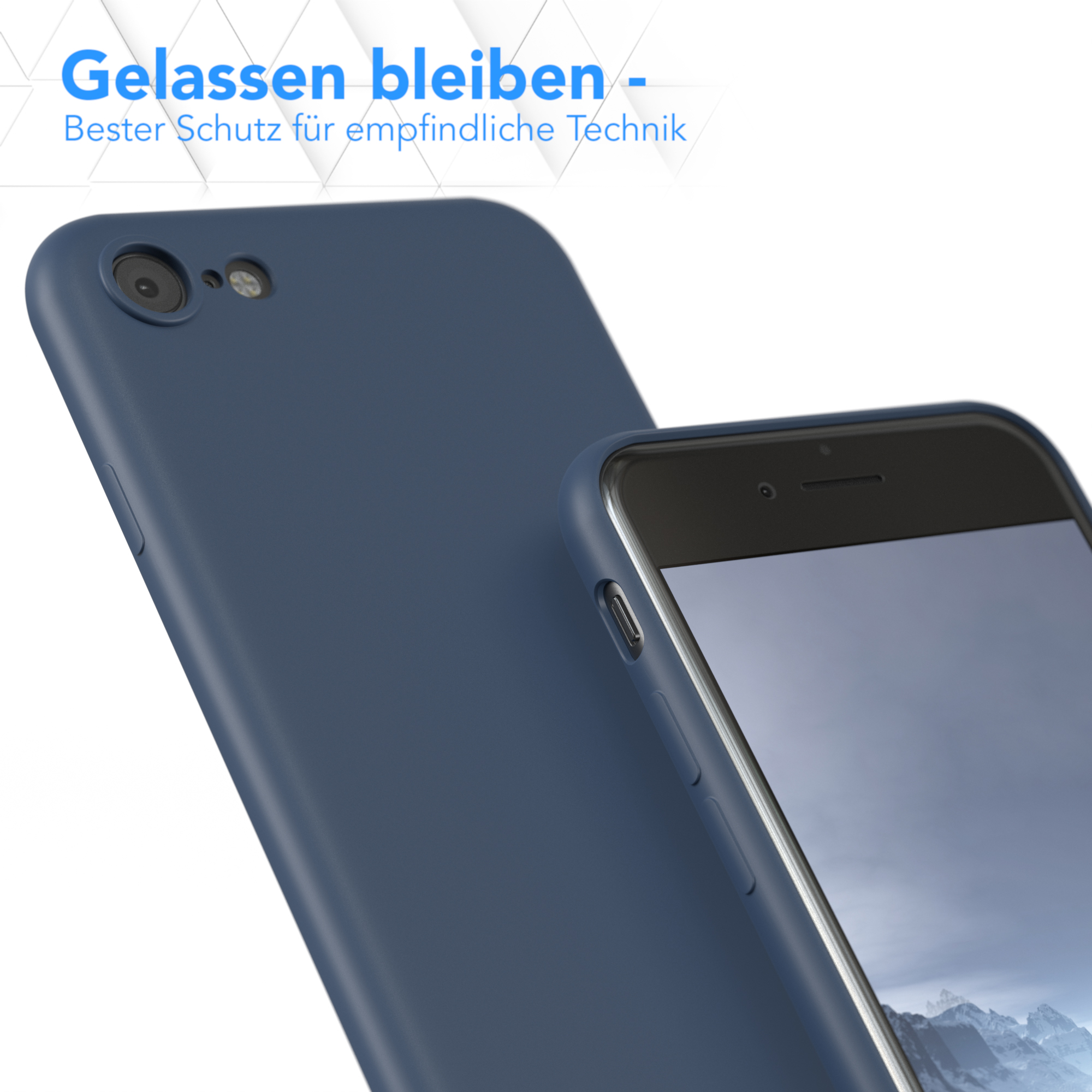 EAZY iPhone Handycase Dunkelblau SE CASE SE 2020, Silikon / TPU / iPhone Apple, Matt, 7 2022 8, Backcover,