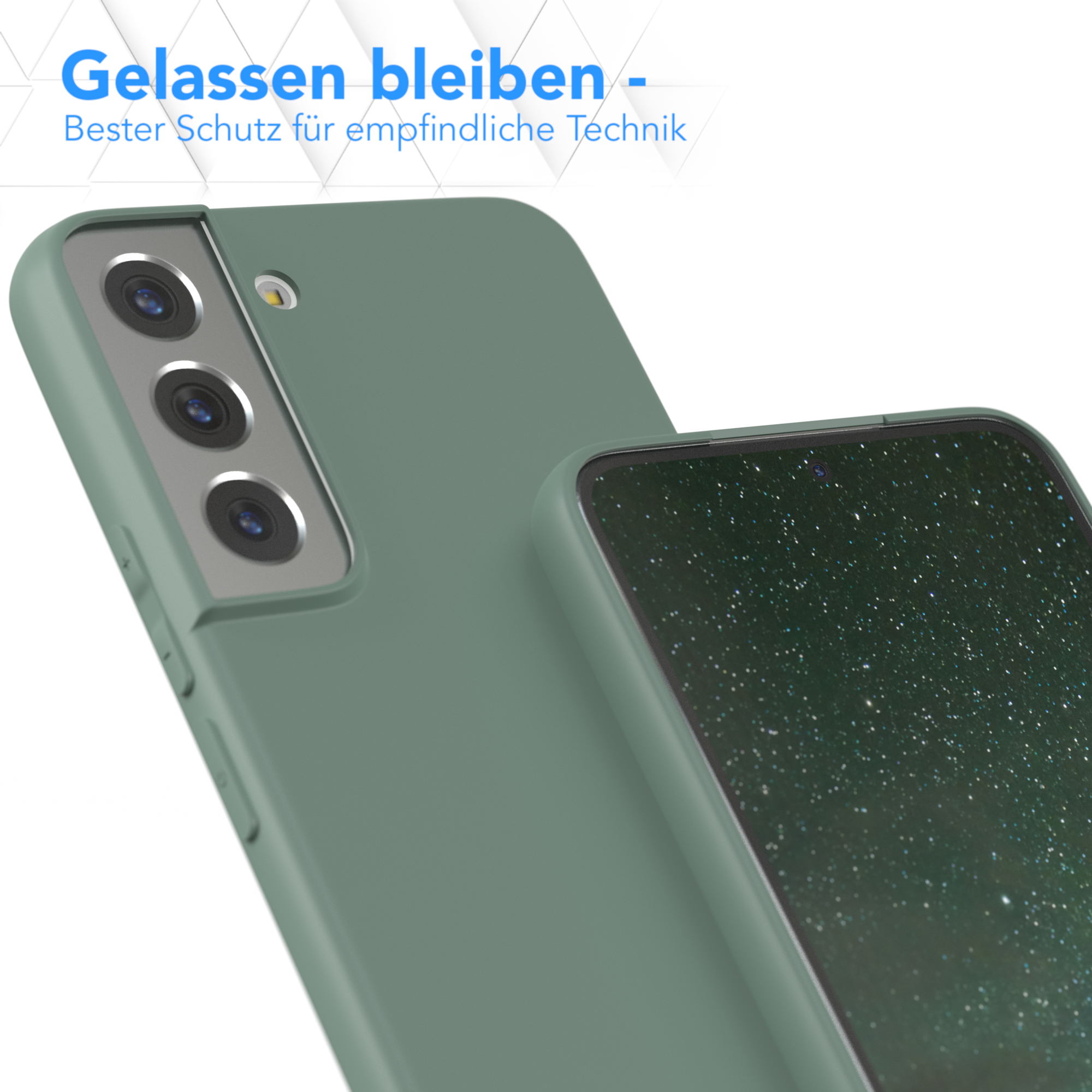 EAZY CASE Backcover, Galaxy Silikon TPU Dunkelgrün Matt, 5G, Handycase Samsung, S22