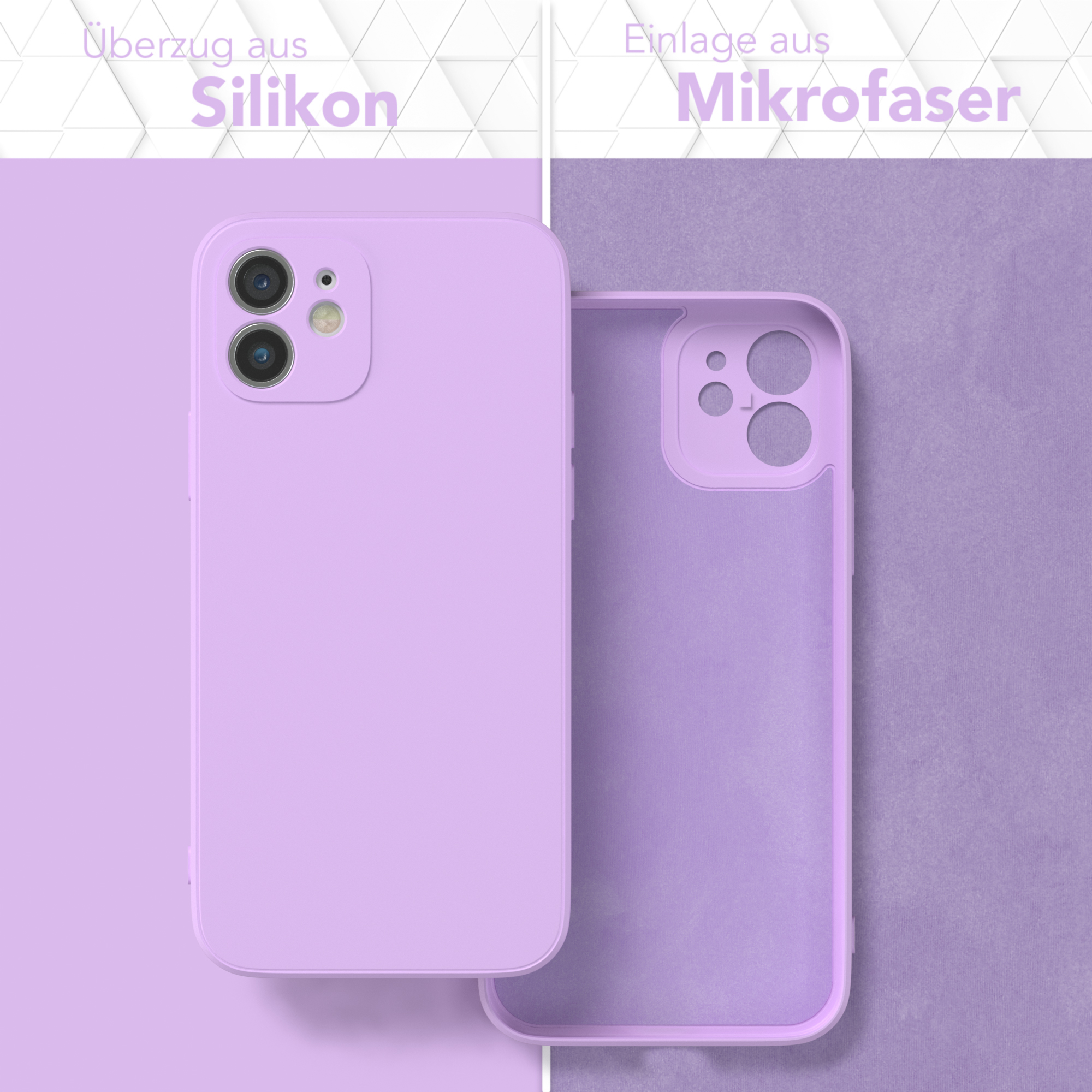CASE 12, EAZY TPU Backcover, Lila Apple, Lavendel Matt, Silikon Handycase iPhone