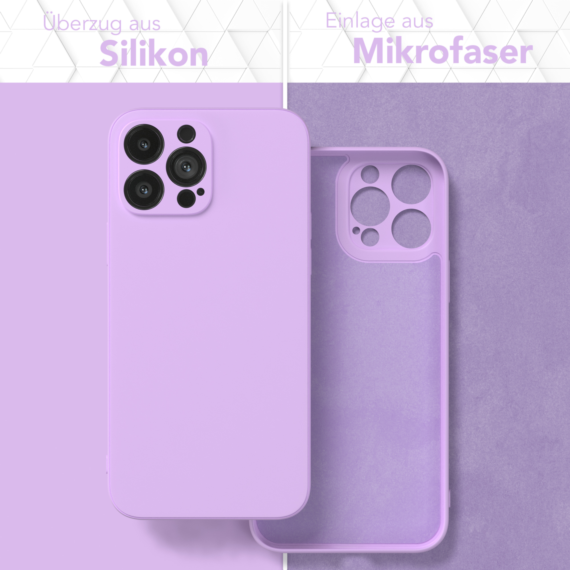 Backcover, Handycase iPhone 13 EAZY Silikon Max, Matt, CASE Pro Apple, Lila TPU Lavendel