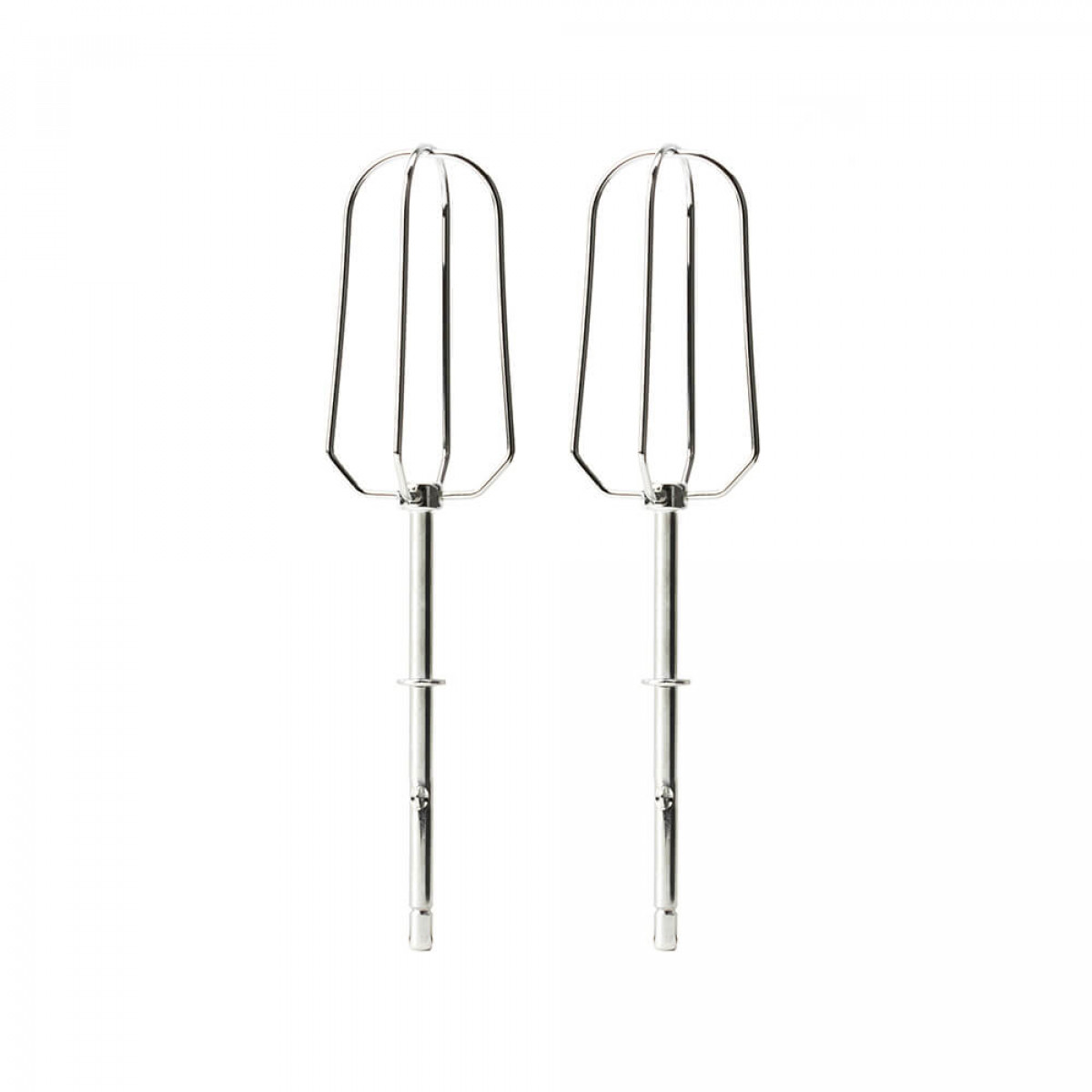 Due accessori per frullatore in metallo. Sono sottili e hanno più rebbi. Bianco.