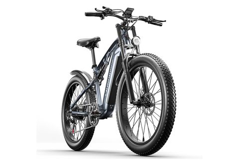 SHENGMILO Elektrofahrrad MX05, Shimano 7-Gang, Höchstgeschwindigkeit 40 km/h  Mountainbike (Laufradgröße: 26 Zoll, Unisex-Rad, 840Wh, grau)