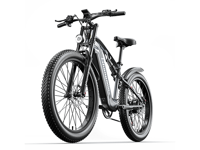 abnehmbarer Unisex-Rad, Rahmen Mountainbike 48-V-17,5-Ah-SAMSUNG-Akku MX05-Aluminiumlegierung, (Laufradgröße: aus 26 Zoll, 840Wh, grau) SHENGMILO