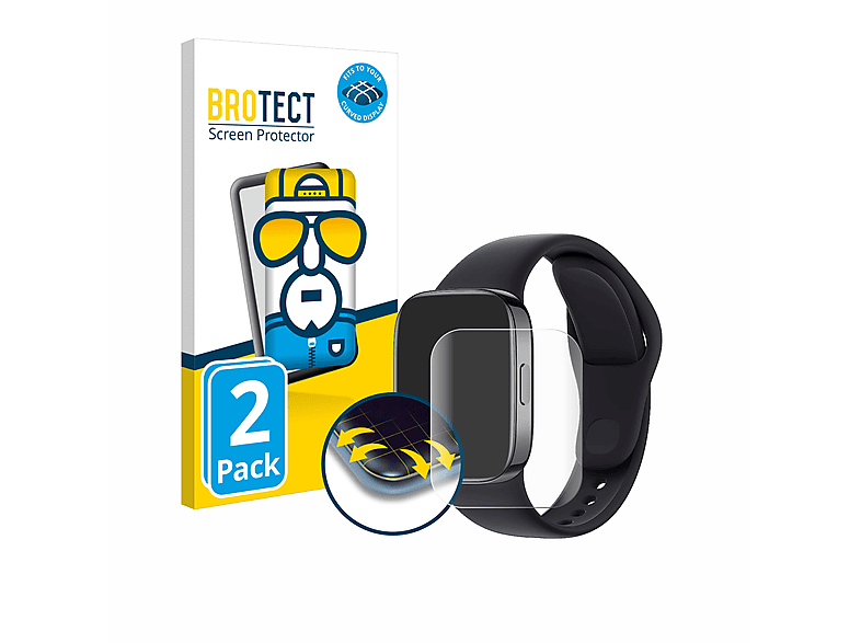 BROTECT 2x Flex Full-Cover Redmi Schutzfolie(für 3) Curved 3D Xiaomi Watch