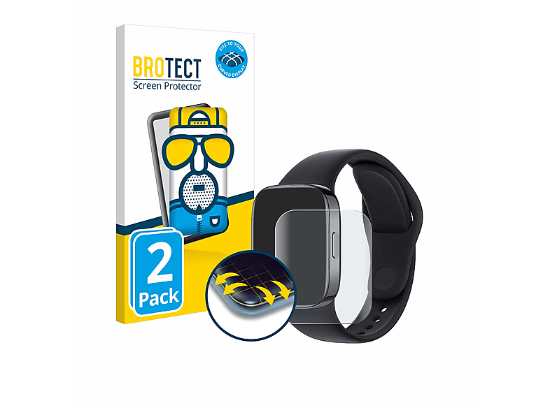 BROTECT 2x Flex matt Full-Cover 3D Curved Schutzfolie(für Xiaomi Redmi Watch 3) | Smartwatch Schutzfolien & Gläser