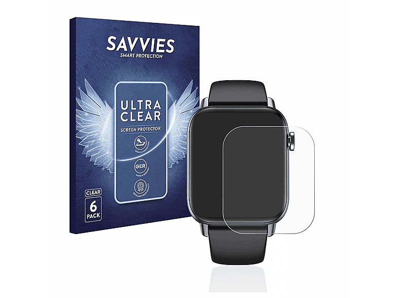 SAVVIES 6x klare Schutzfolie(für Levowatch Doitx 2) | Smartwatch Schutzfolien & Gläser