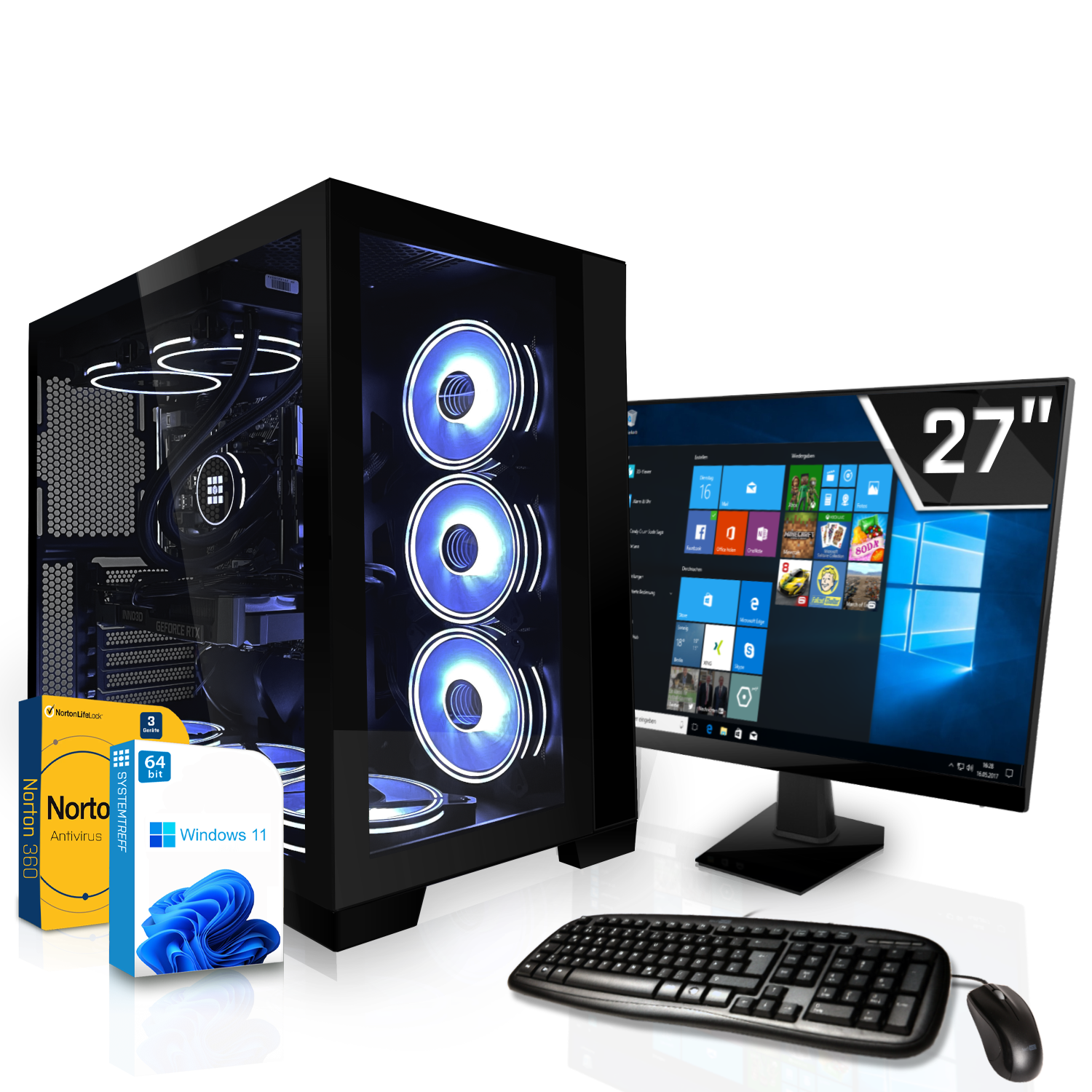 SYSTEMTREFF Gaming Komplett Intel Komplett i9-13900K, Core GB 12GB RTX mSSD, 12 32 GB GDDR6, Nvidia GeForce mit Prozessor, 4070 PC RAM, i9-13900K 1000 GB