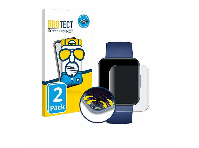 BROTECT 2x Flex matt Full-Cover 3D Curved Schutzfolie(für Xiaomi Poco Watch) | Smartwatch Schutzfolien & Gläser