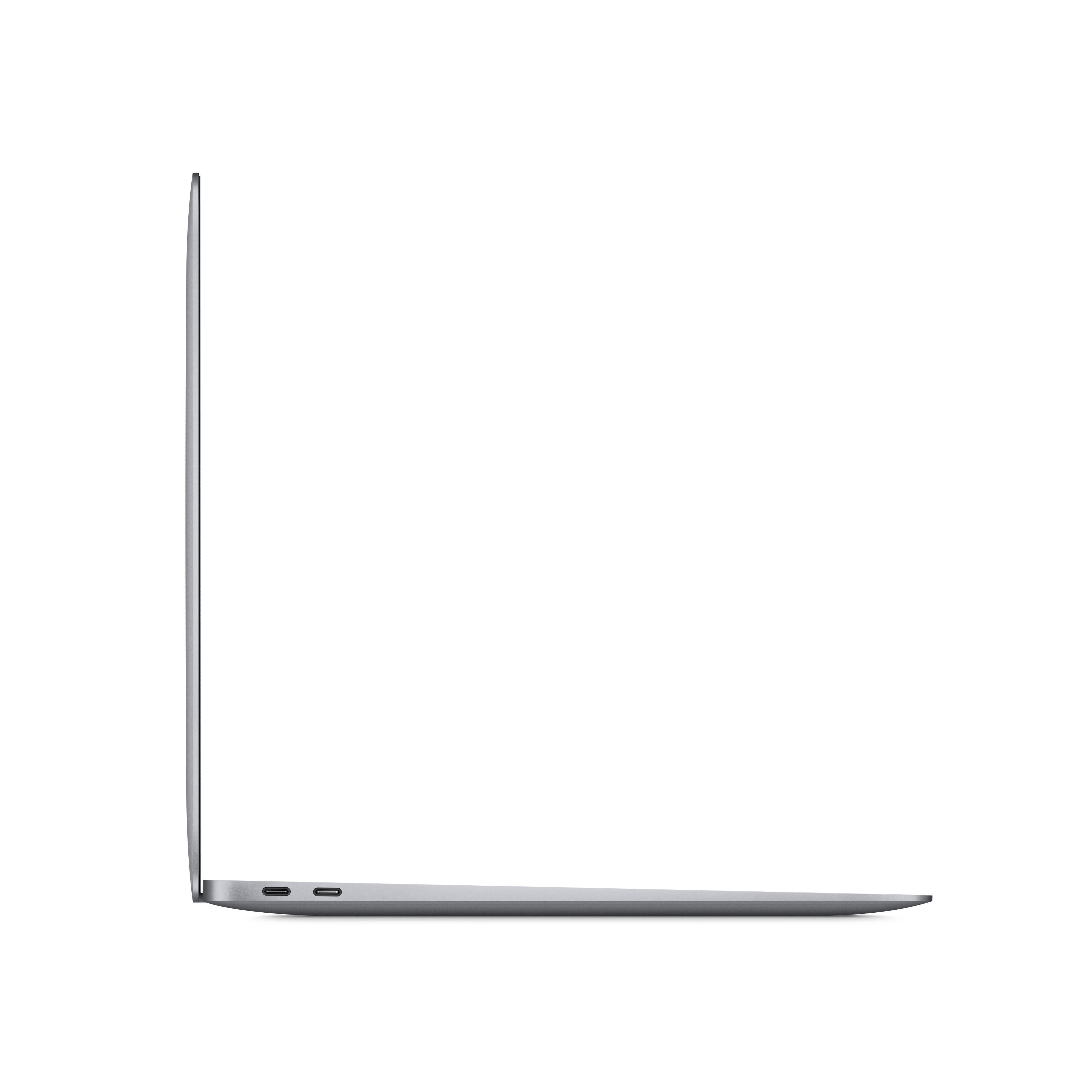 Seitenansicht eines silbernen Laptops vor weißem Hintergrund.