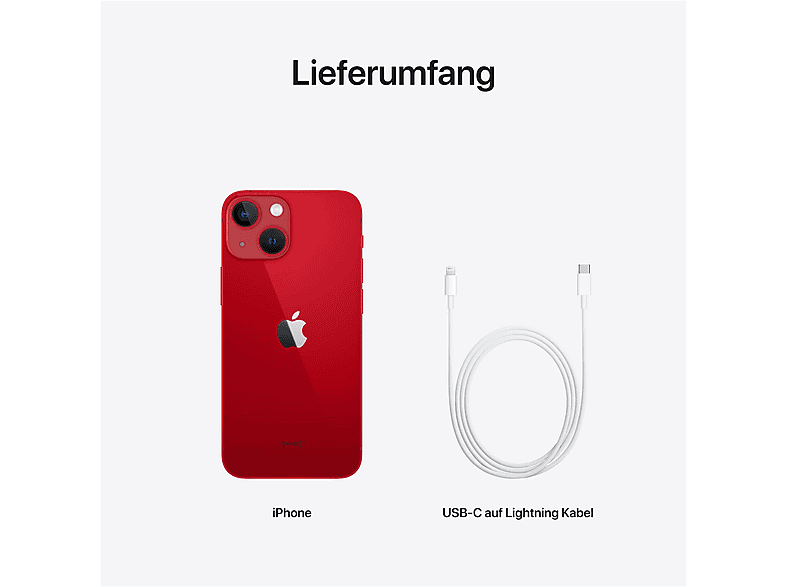 APPLE iPhone 13 Mini, Rojo, Móvil iOS, 128 GB, 4 GB RAM, 5,4