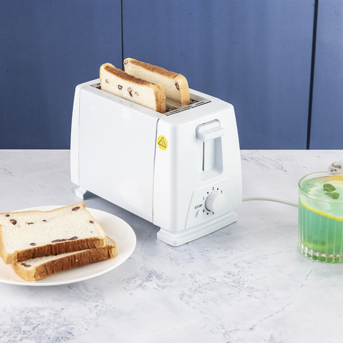 Toaster Watt, 220V 2) FEI Weiß Sandwich Brotbackautomat Schlitze: (750 Toaster Weiß Frühstück Maker Toaster