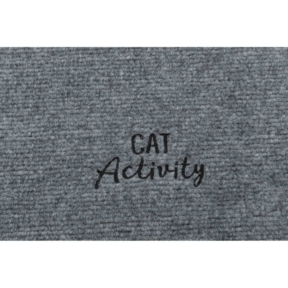 Tappetino grigio per attività per gatti con le parole "CAT Activity" in nero.