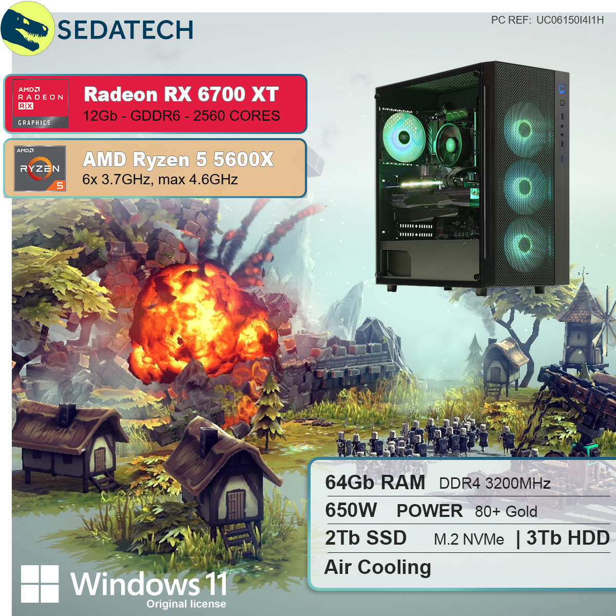 Ryzen™ 12 AMD SEDATECH GB 64 SSD, GB PC mehrsprachig, Gaming AMD 2000 HDD, 3000 XT, Windows Home AMD 11 5600X, GB Radeon™ Prozessor, 5 Ryzen 5 RAM, GB RX 6700 mit