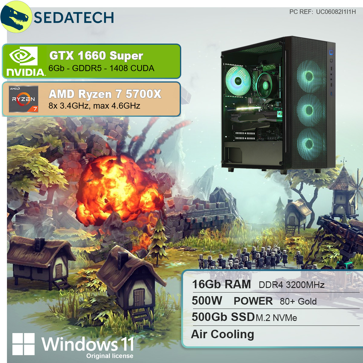 SEDATECH AMD GB Ryzen GeForce® Prozessor, 500 Gaming GTX Windows 1650 RAM, NVIDIA Home 7 6 mit 16 5700X, PC GB AMD GB SSD, 11 SUPER™, Ryzen™ mehrsprachig, 7