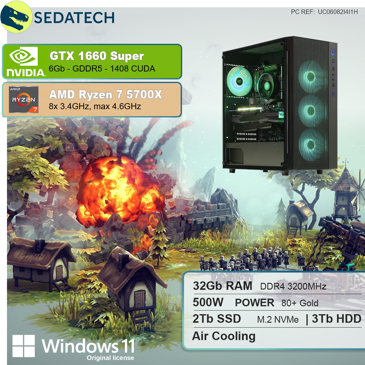 GB Gaming RAM, mit Prozessor, GTX SEDATECH GB 1650 GB SSD, AMD 11 Windows GeForce® 7 mehrsprachig, Ryzen™ HDD, 3000 7 Home PC 6 Ryzen SUPER™, 32 2000 GB NVIDIA AMD 5700X,