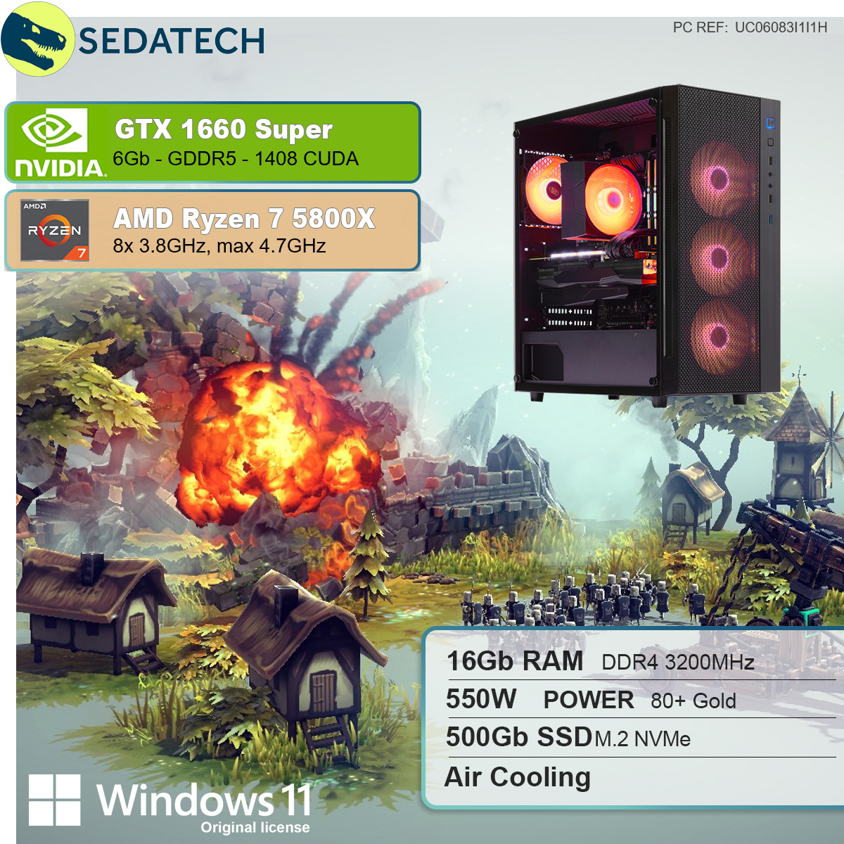 GeForce® GB 1650 16 GB 11 NVIDIA Prozessor, SEDATECH AMD 500 Ryzen™ SUPER™, PC 7 GTX 6 Windows GB mehrsprachig, AMD RAM, 7 Home 5800X, SSD, Ryzen mit Gaming