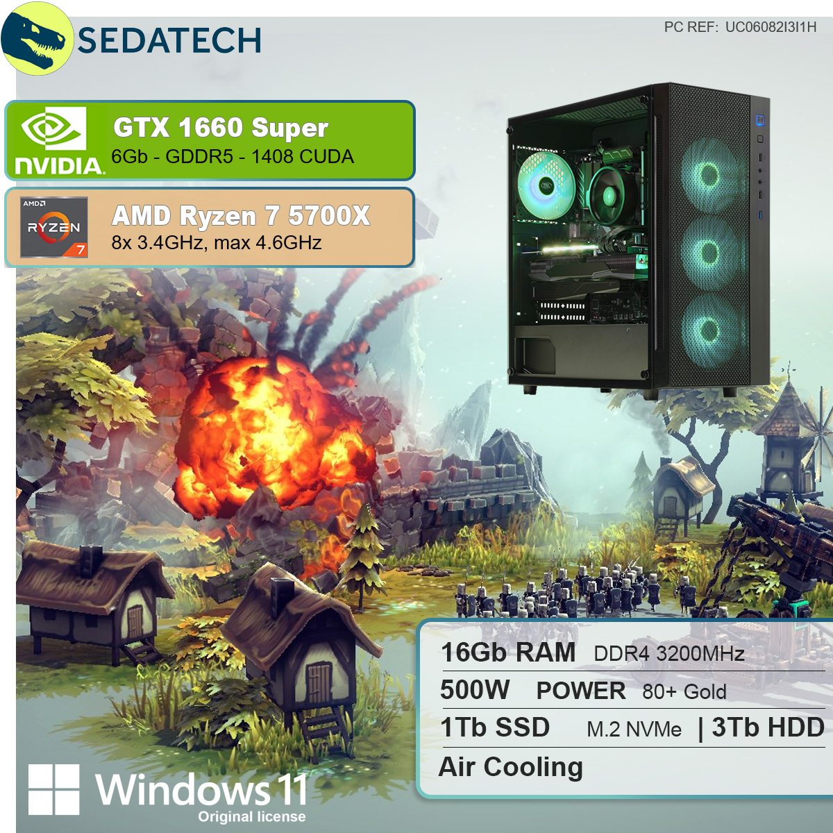 SEDATECH Gaming 11 3000 Ryzen™ 1650 AMD AMD mit 7 HDD, GB GB mehrsprachig, SUPER™, 7 GB RAM, PC Prozessor, Home GB 5700X, GeForce® 16 Ryzen SSD, Windows NVIDIA 6 GTX 1000