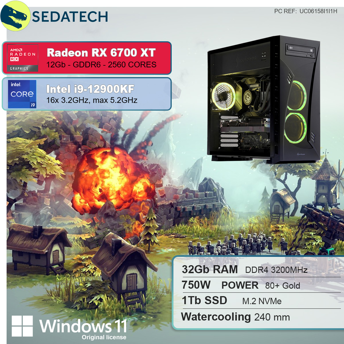 Home Radeon™ GB SSD, SEDATECH mehrsprachig, Windows Gaming i9 Wasserkühlung, GB mit 12 6700 AMD XT, 32 PC i9-12900KF GB Intel® Prozessor, RAM, 1000 Intel RX 11 mit Core™