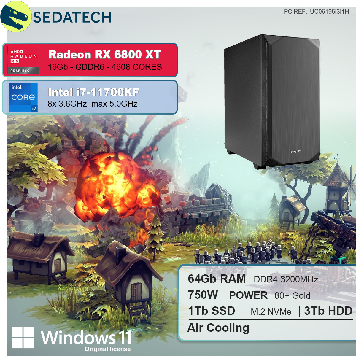 Windows GB 11 RAM, SSD, GB Intel Intel® Home 16 GB 6800 mehrsprachig, 1000 HDD, GB Radeon™ RX Gaming i7-11700KF, XT, AMD 3000 mit Core™ 64 PC SEDATECH Prozessor, i7