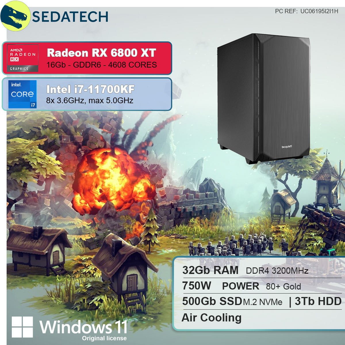 mehrsprachig, mit i7 3000 XT, 500 Radeon™ SEDATECH Windows 32 11 Prozessor, GB RX 16 Core™ HDD, i7-11700KF, Gaming Home Intel PC GB RAM, GB SSD, Intel® 6800 AMD GB