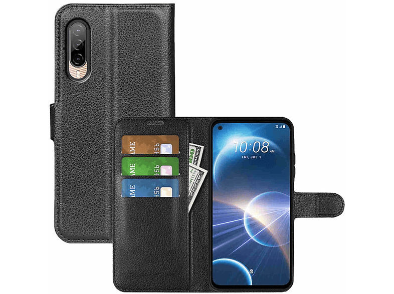 Geld 22 HTC, Fach, Kreditkarten Tasche Schwarz Pro, Desire & Bookcover, WIGENTO /