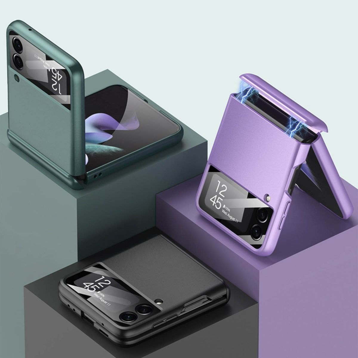 WIGENTO Magnetisches Vollschutz Galaxy Samsung, Backcover, Flip3 5G, Hart Grün Cover, Kunststoff Z