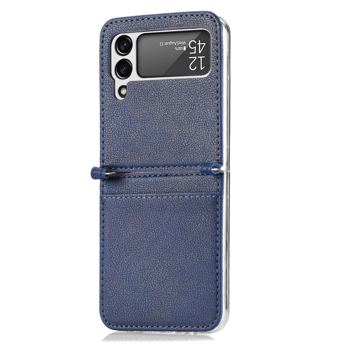 Z mit WIGENTO Flip4, Samsung, Blau Galaxy Kartenfach, Faltbare Litschi-Textur Backcover, Samsung Tasche