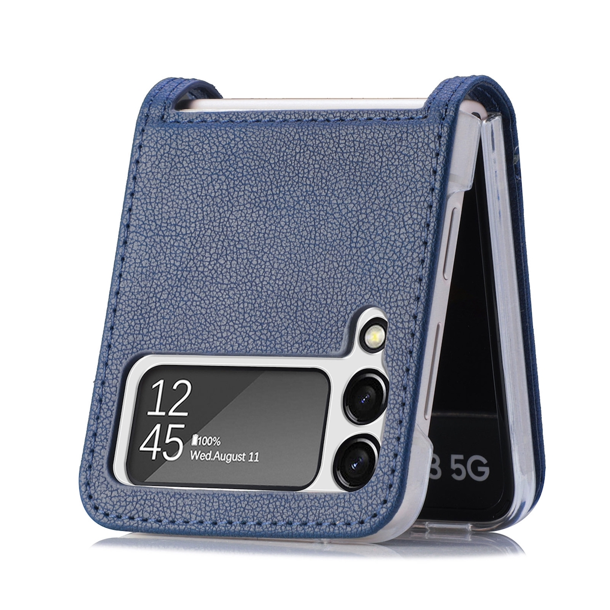 Backcover, mit WIGENTO Samsung Z Blau Galaxy Faltbare Tasche Litschi-Textur Flip4, Samsung, Kartenfach,