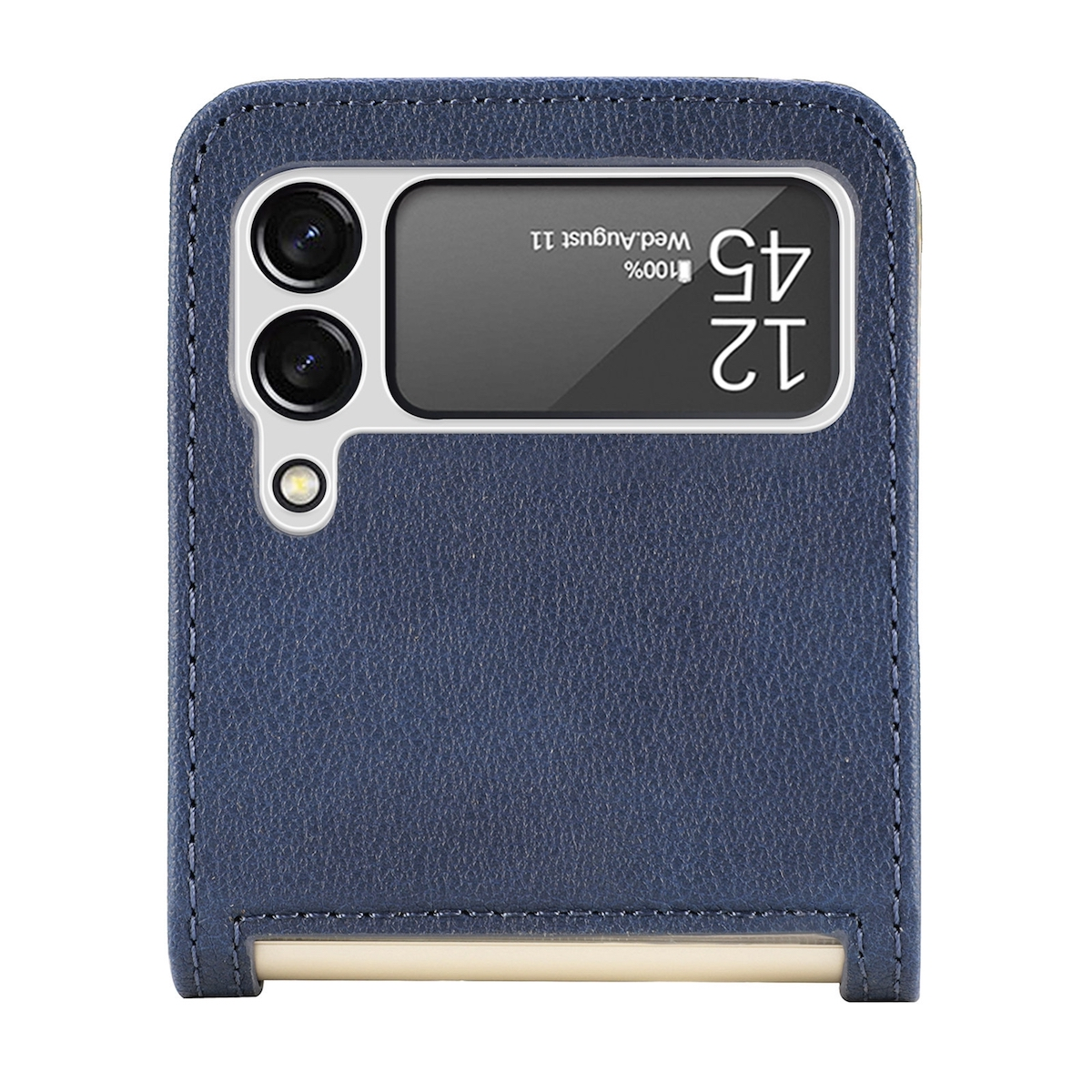 WIGENTO Faltbare Samsung Samsung, Flip4, Galaxy Blau Backcover, Kartenfach, Litschi-Textur Tasche mit Z