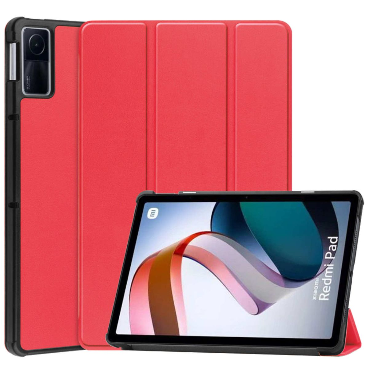 WIGENTO Cover Full 3folt Rot Tablethülle für Wake Kunststoff / & Silikon / aufstellbar UP Smart Kunstleder, Sleep Kunststoff Tasche Xiaomi