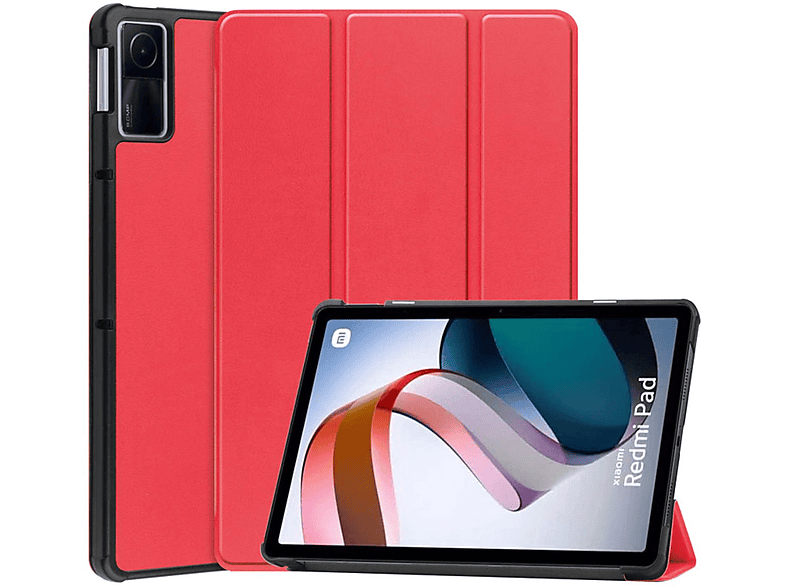WIGENTO Kunststoff 3folt Wake für Cover Rot Kunststoff Smart Xiaomi Tablethülle Silikon Full / aufstellbar Kunstleder, UP Sleep Tasche / 