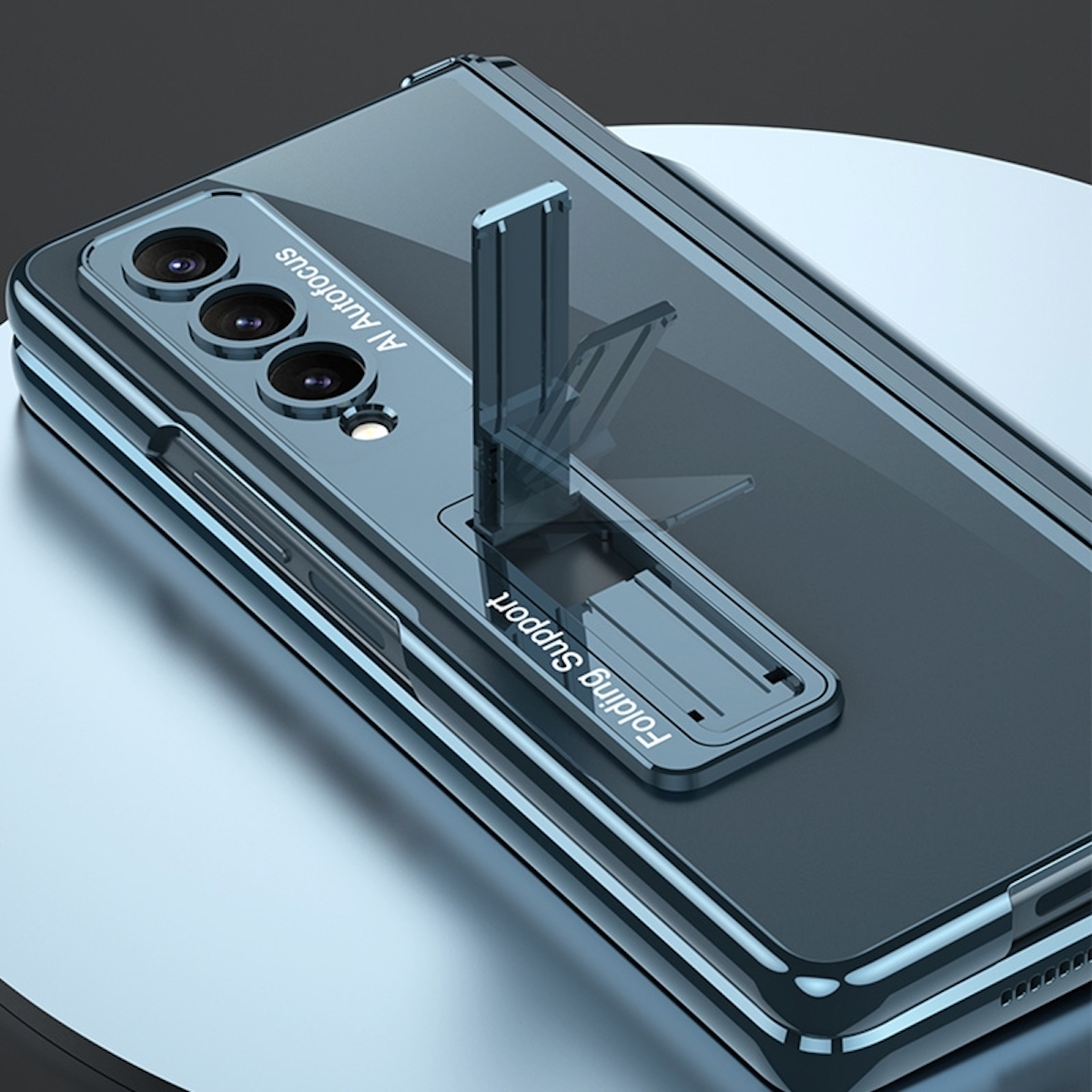 WIGENTO Magnetische Aluminium / Glas & PRIVACY Z Samsung, Full Stift Galaxy Cover, Gold Halterung, Fold4 5G, Hülle Linsenschutz