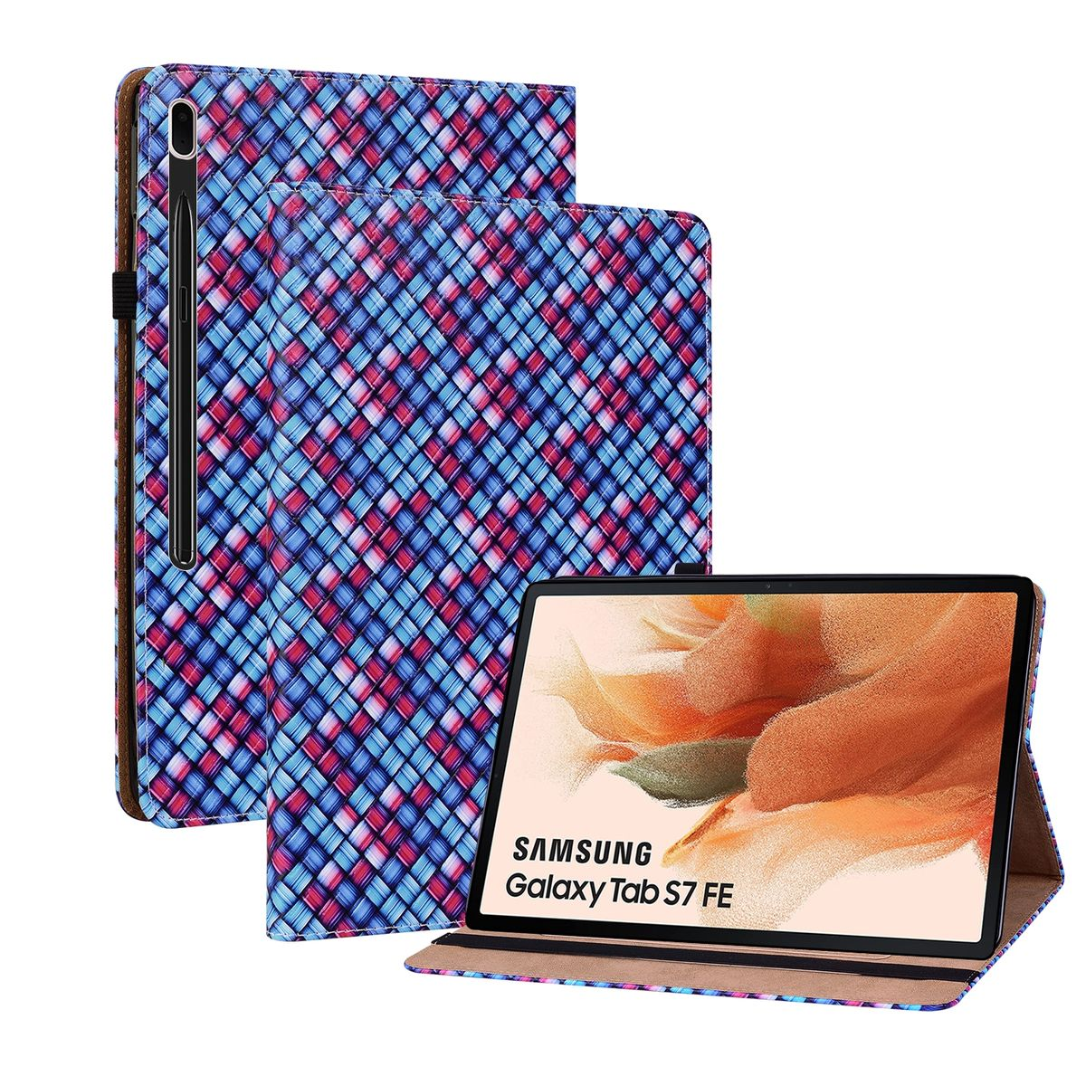 Silikon Cover Tablethülle Samsung Funktion / Kunstleder Tasche Druck aufstellbar Full UP Wake Kunststoff, / für WIGENTO Blau Sleep mit Muster Kunstleder & Design /