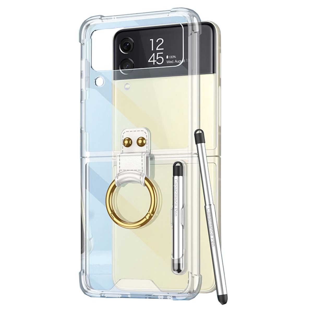 Z Hülle Ring / und + Transparent Samsung, Cover Kunststoff Backcover, Stift Galaxy 5G, Pen, WIGENTO Flip4