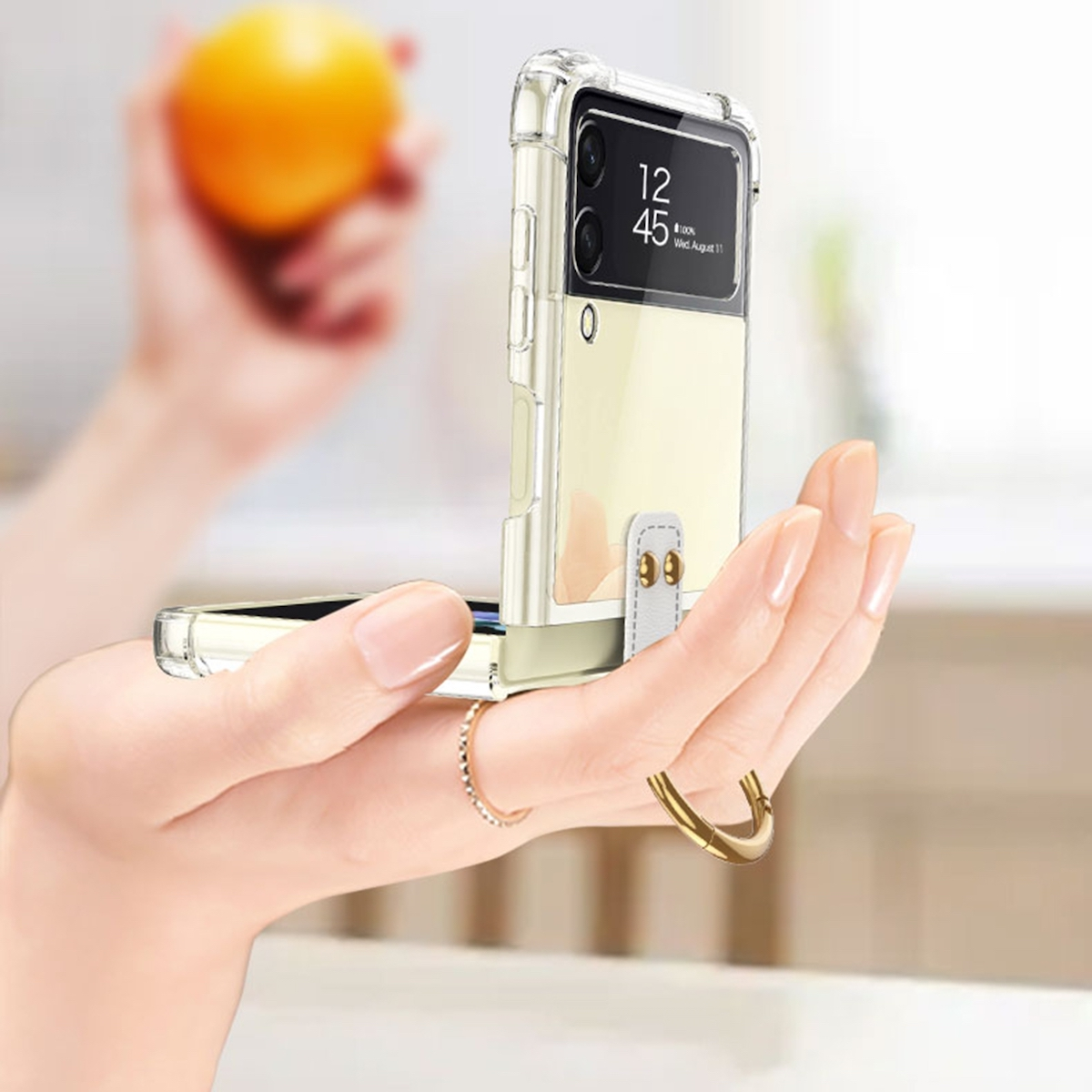 Z Hülle Ring / und + Transparent Samsung, Cover Kunststoff Backcover, Stift Galaxy 5G, Pen, WIGENTO Flip4