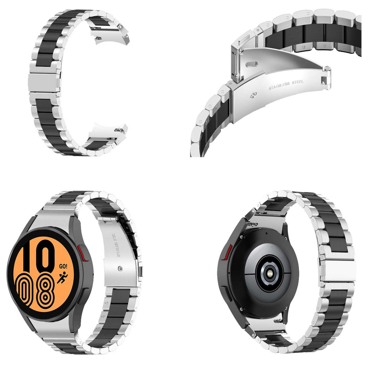 Schwarz 43 Galaxy mm WIGENTO 4 Samsung, 40 Silber 5 46 mm, / 42 47 Pro Metall Ersatzarmband, 45mm / Watch / 44 6 5 / Armband, / 6 Classic / mm Edelstahl / 4 Watch Deluxe Watch /