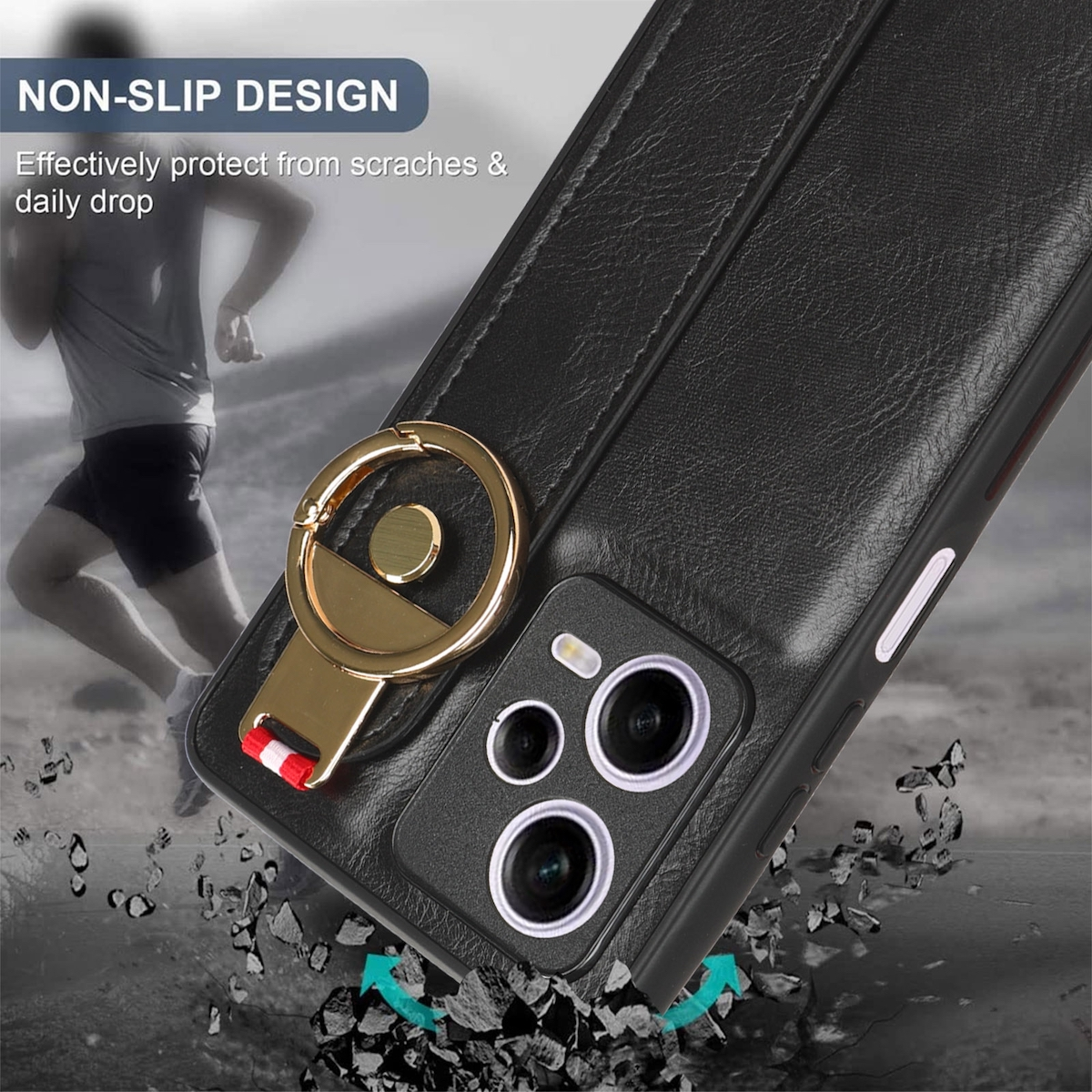 Schwarz Bookcover, Xiaomi, 12 WIGENTO Ringhalter, 5G, Note mit Armbandhalter Hülle Kunstleder Redmi Pro & Design