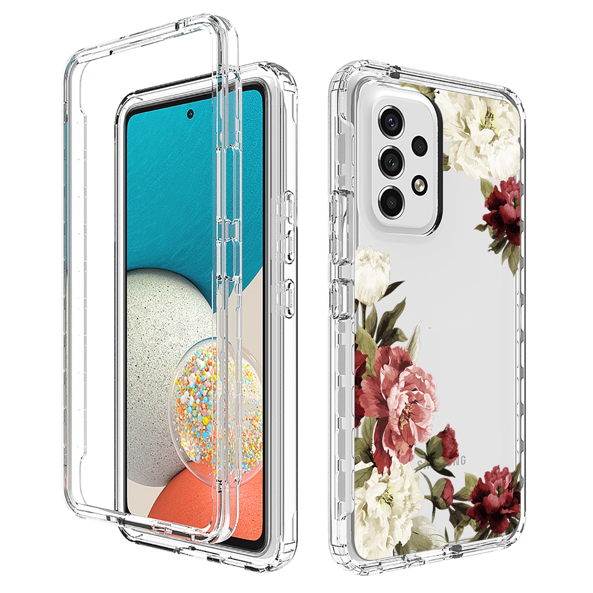 WIGENTO Full Body Muster Galaxy robust, Transparent Full Hülle Samsung, A53, Design Cover, mit Druck