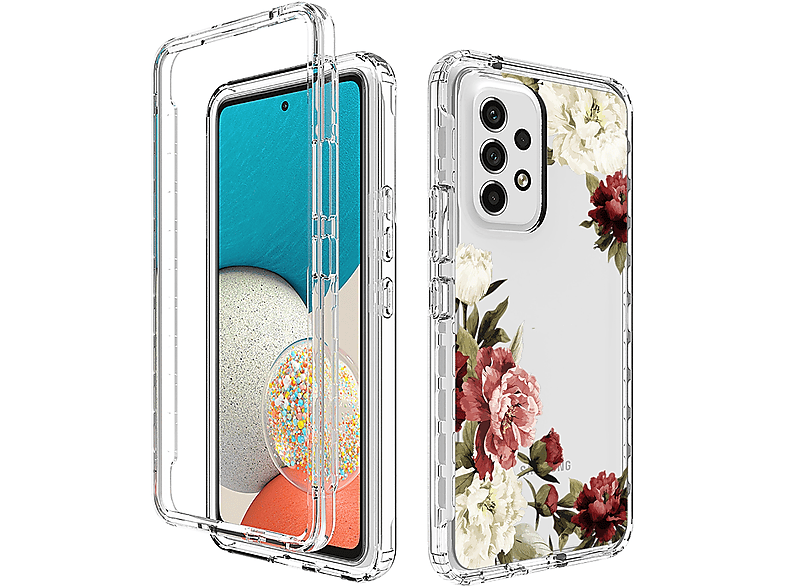 WIGENTO Full Body Muster Design Hülle robust, Full Cover, Samsung, Galaxy A53, Transparent mit Druck