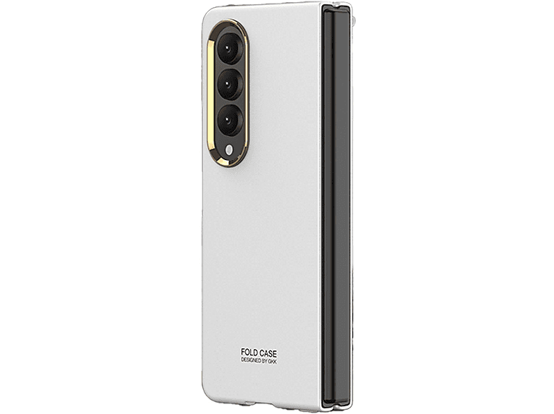 Weiß Fold4 5G, Backcover, WIGENTO Z Kamera Galaxy Samsung, Galvanik Linsenrahmen, Hülle mit