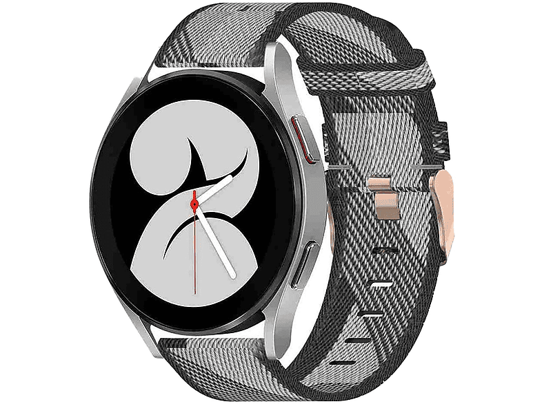 WIGENTO Gewebtes Nylon Silikon Sport Band, Ersatzarmband, Samsung, Galaxy Watch 6 / 5 / 4 40 44 mm / Watch 5 Pro 45mm / Watch 6 / 4 Classic 43 47 mm / 42 46 mm, Grau