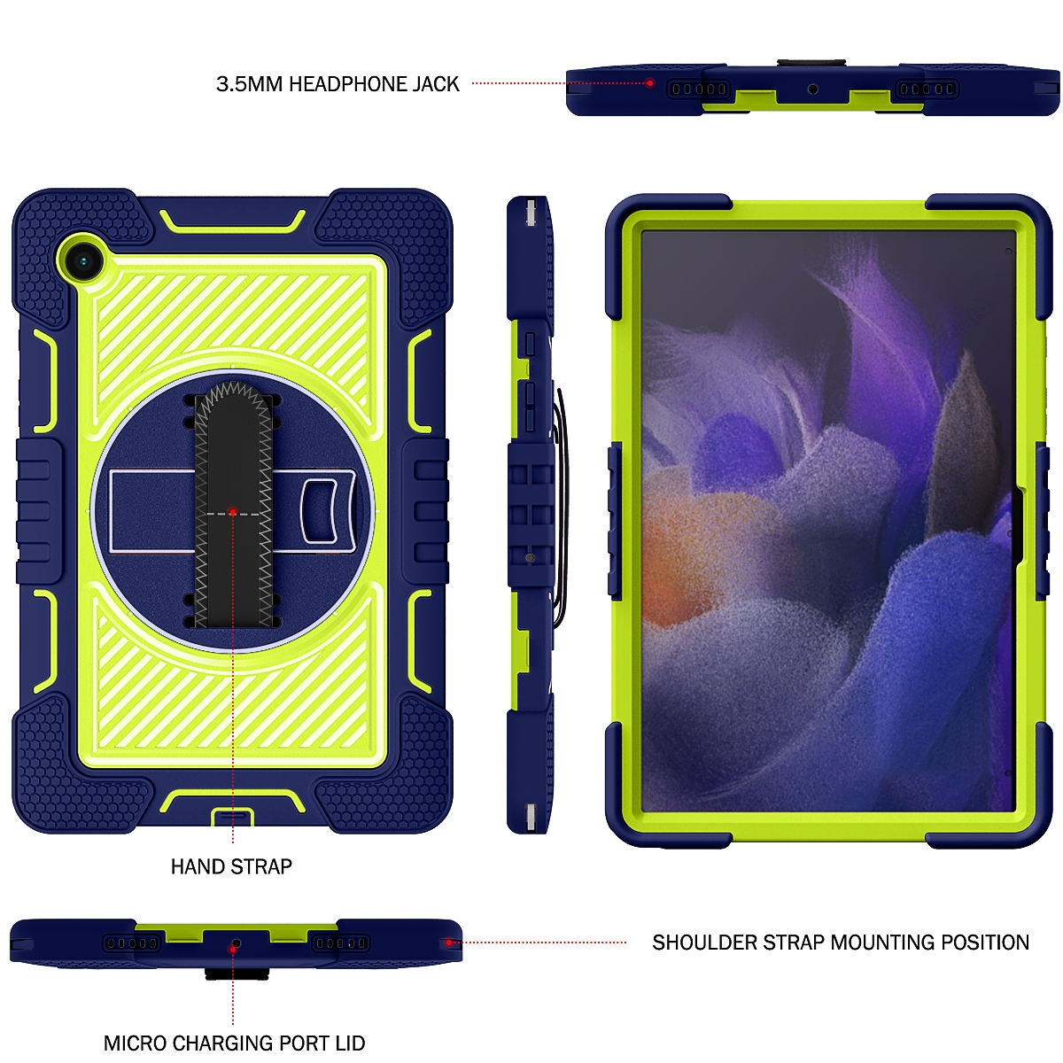 für Tablethülle Grün Samsung Grad Aufstellbar WIGENTO Backcover Silikon TPU Hybrid / Blau & Hülle / Halteschlaufe 360 Kunststoff, Outdoor