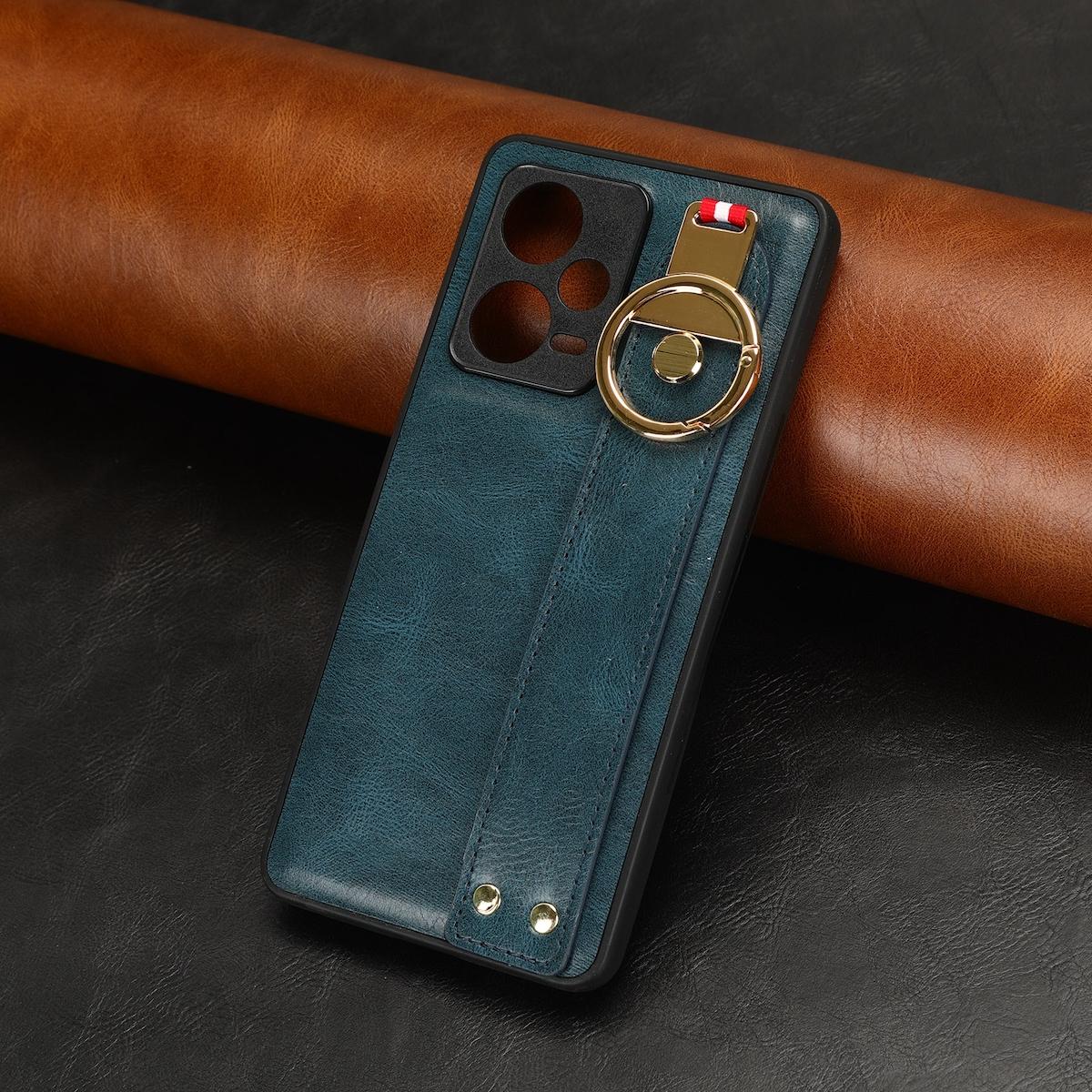Redmi Xiaomi, & Hülle Blau Note Pro mit Armbandhalter Kunstleder 12 Design 5G, WIGENTO Bookcover, Ringhalter,