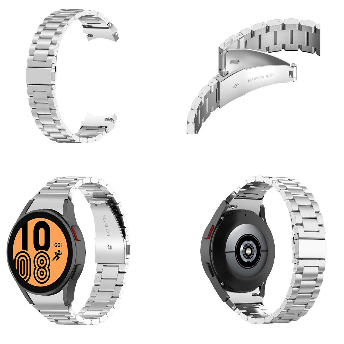 / 42 Design / WIGENTO Ersatzarmband, 4 mm 47 43 4 44 / Watch 5 mm, Samsung, 45mm / Watch Silber Metall 6 Galaxy Watch 5 Classic 40 mm Stahl / 6 46 / Pro Band,