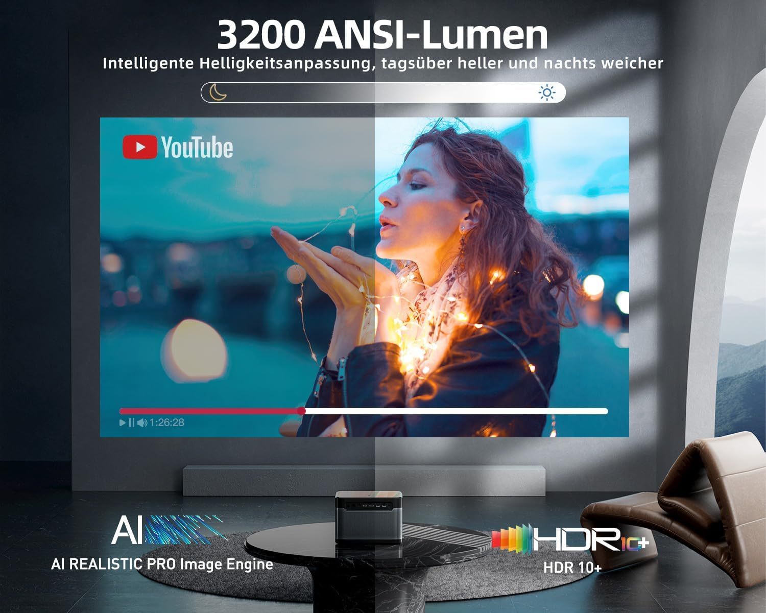 ANSI-Lumen) 4K, Laser Pro Mars DANGBEI 4k Beamer(UHD 3200 3D,
