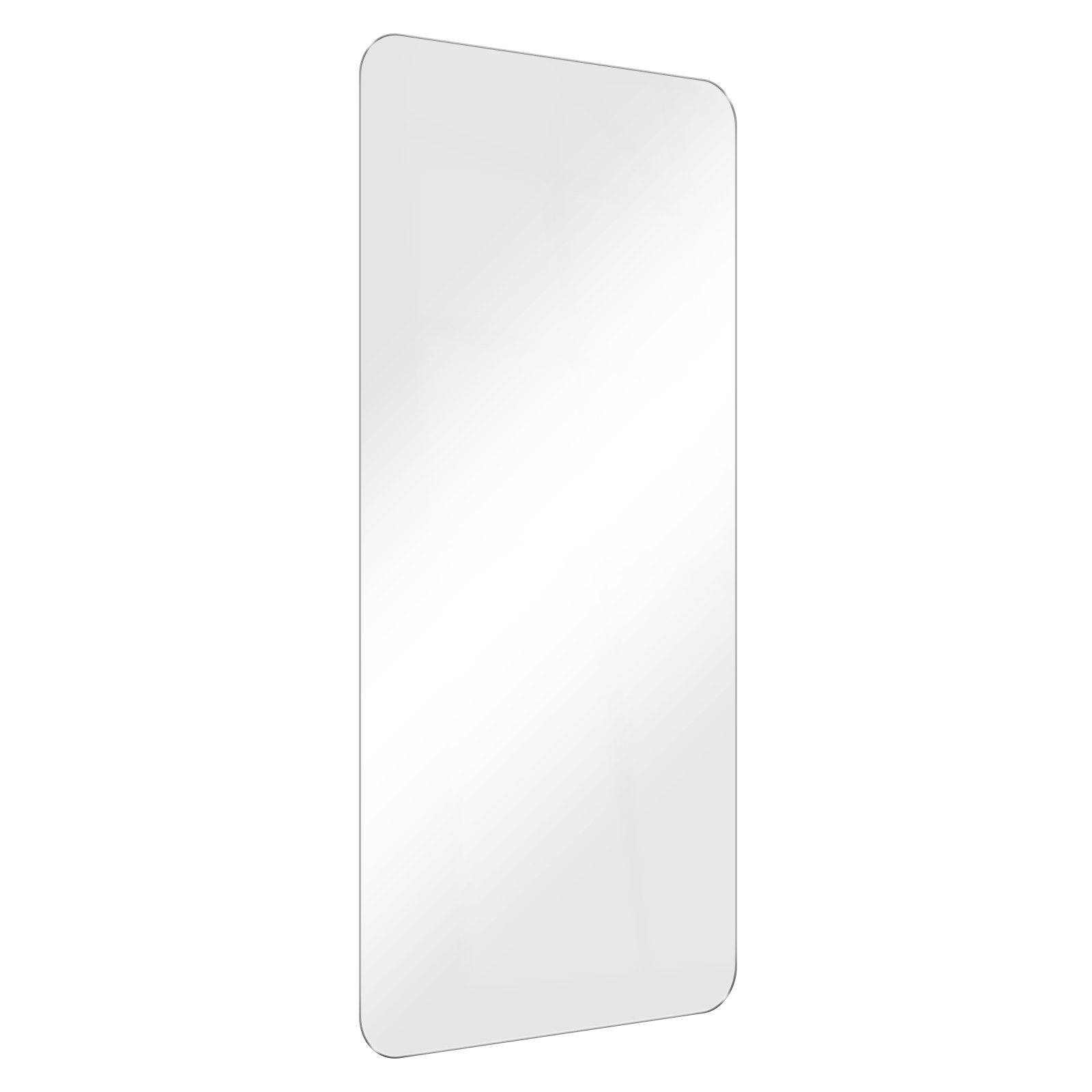 Un protecteur d'écran rectangulaire transparent sur fond blanc. Les bords sont noirs.